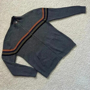 The North Face Sweater Mens Size Large A5 Series Knit Zip-Up Jacket Striped Gray